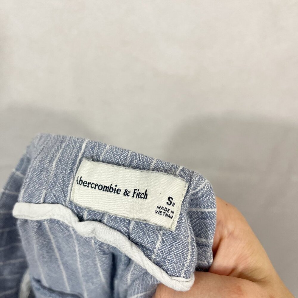 Abercrombie & Fitch Blue White Striped Linen Pants Business Casual - Size Small - Picture 4 of 8